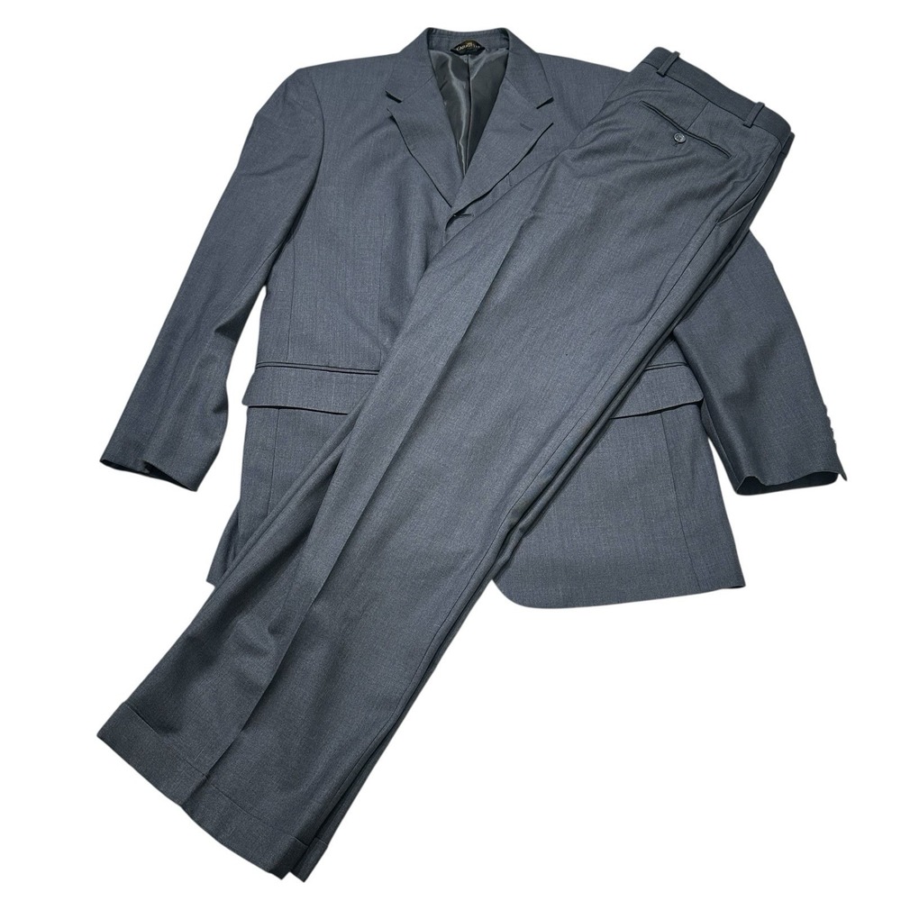 Caravelli Suit Men 38/32R Gray Pleat Superior 150s High Tech Classic Career